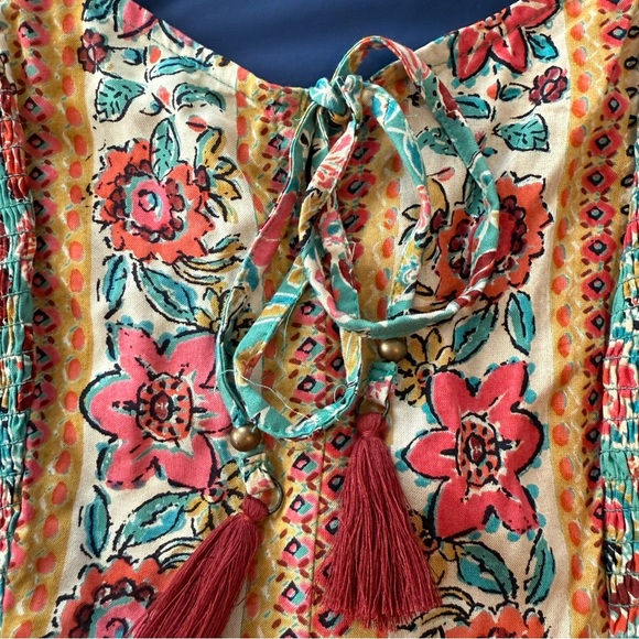 Angie Floral Maxi Dress in Teal and Red, Size L - Picture 7 of 8
